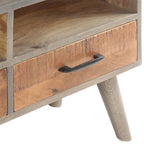 Mobile Porta TV Grigio 130x35x51 cm in Massello di Mango Grezzo