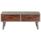 Tavolino Grigio 100x60x40 cm Legno Massello di Mango Grezzo