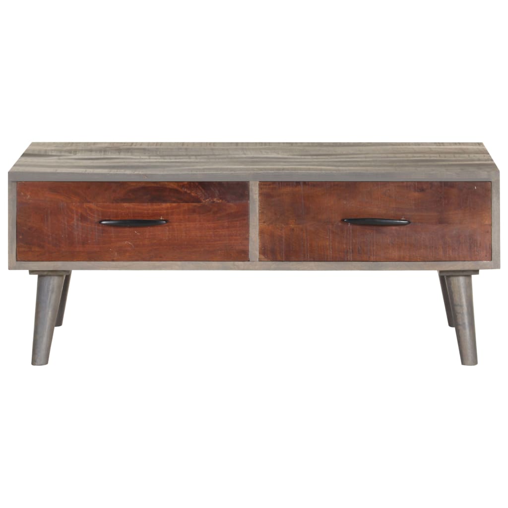 Tavolino Grigio 100x60x40 cm Legno Massello di Mango Grezzo