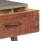 Tavolino Grigio 100x60x40 cm Legno Massello di Mango Grezzo
