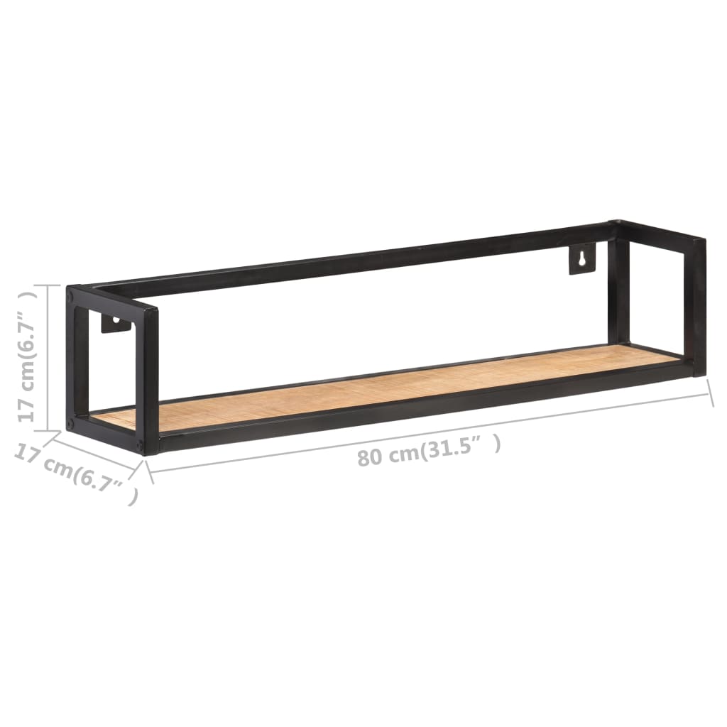 Mensole a Muro 2 pz 80 cm in Legno Massello di Mango Grezzo