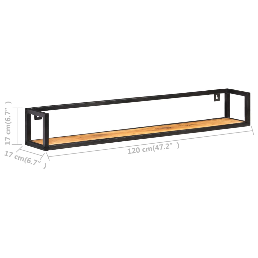 Mensole a Muro 2 pz 120 cm in Legno Massello di Acacia