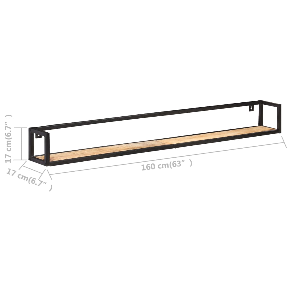 Mensole a Muro 2 pz 160 cm in Legno di Mango Grezzo