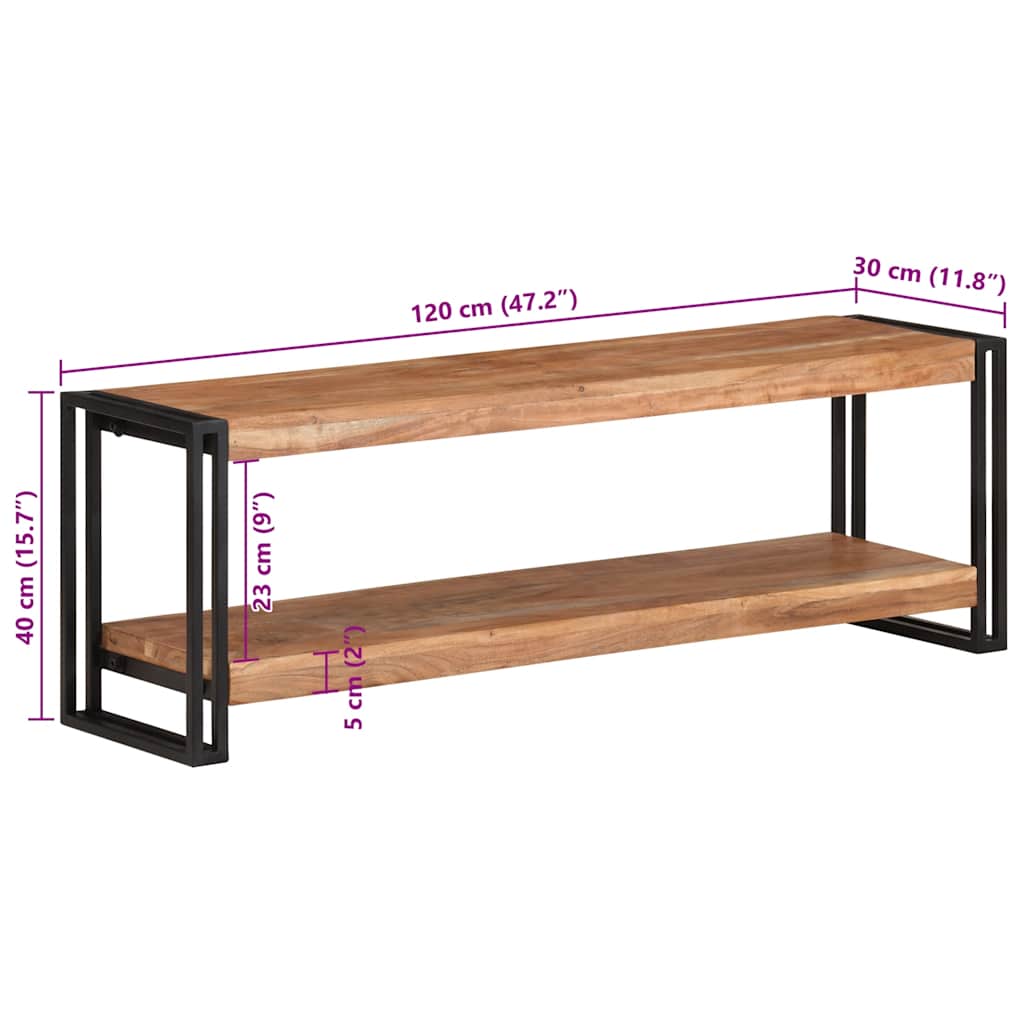 Mobile Porta TV 120x30x40 cm in Legno Massello di Acacia