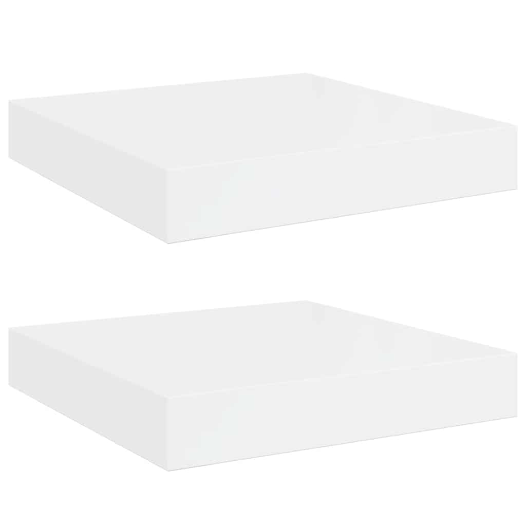 Scaffali a Parete 2 pz Bianco Lucido 23x23,5x3,8 cm in MDF