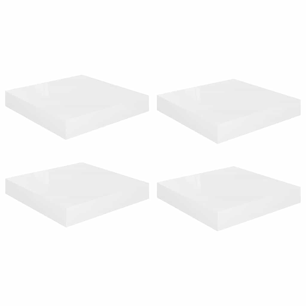 Scaffali a Parete 4 pz Bianco Lucido 23x23,5x3,8 cm in MDF