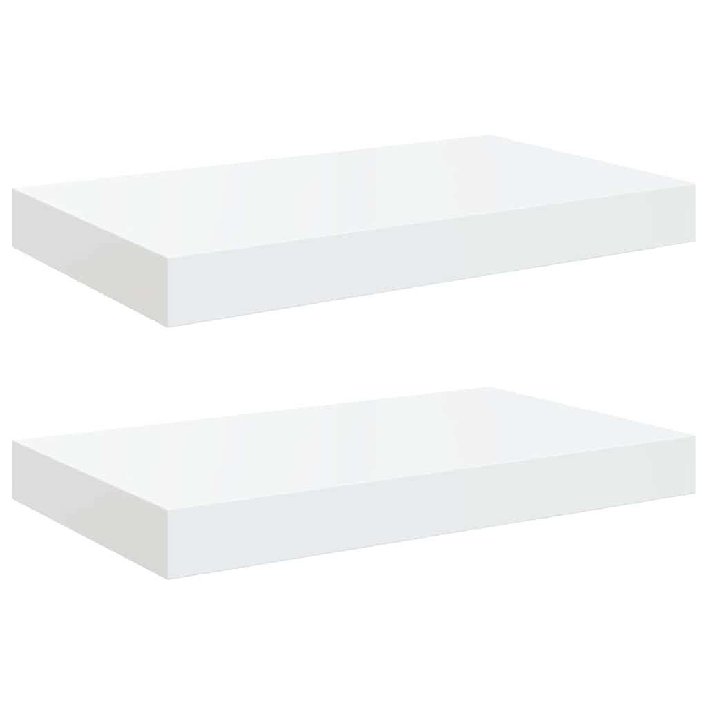 Scaffali a Parete 2 pz Bianco Lucido 40x23x3,8 cm in MDF