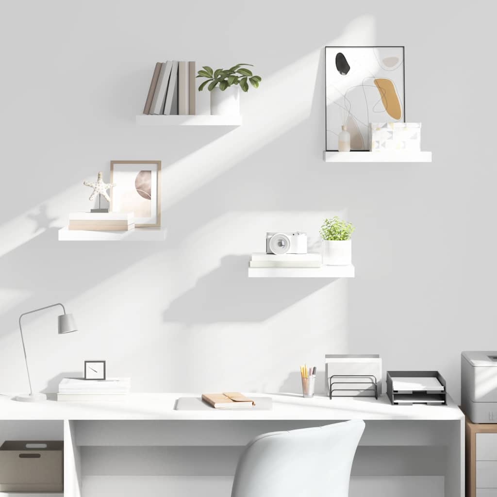 Scaffali a Parete 4 pz Bianco Lucido 40x23x3,8 cm in MDF
