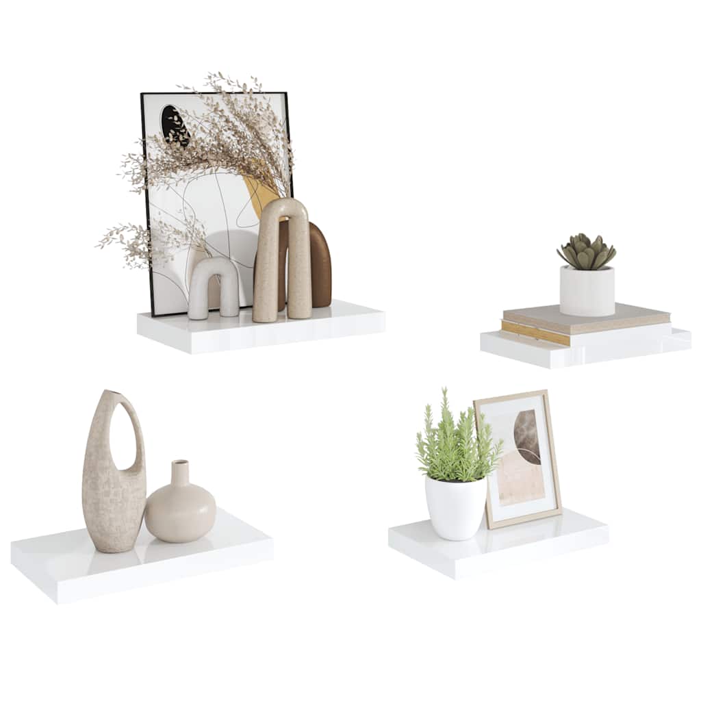 Scaffali a Parete 4 pz Bianco Lucido 40x23x3,8 cm in MDF