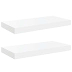 Scaffali a Parete 2 pz Bianco Lucido 50x23x3,8 cm in MDF