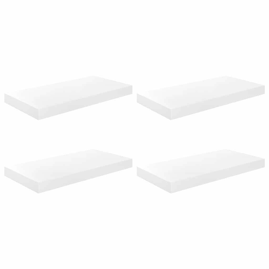 Scaffali a Parete 4 pz Bianco Lucido 50x23x3,8 cm in MDF