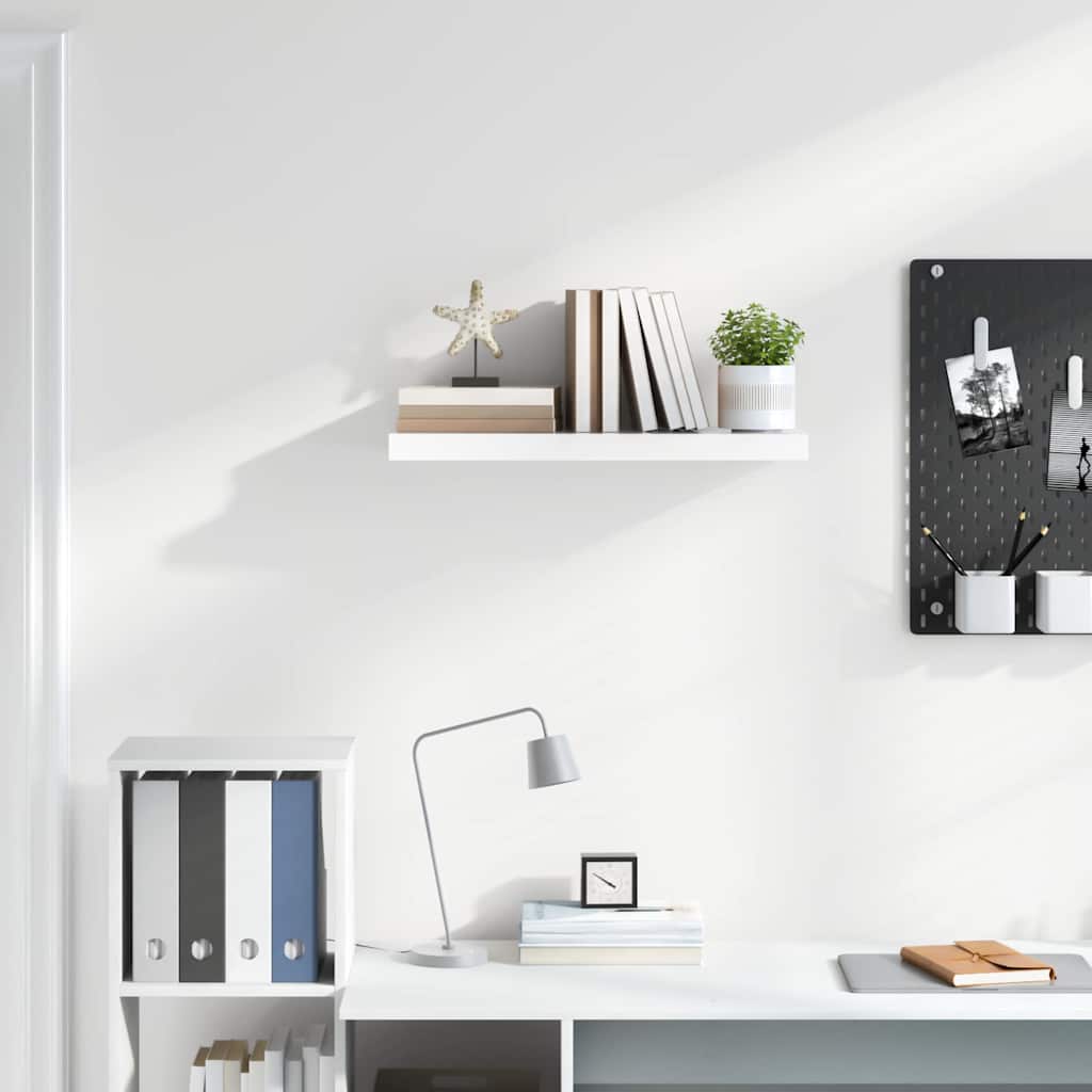 Scaffale a Parete Bianco Lucido 60x23,5x3,8 cm in MDF
