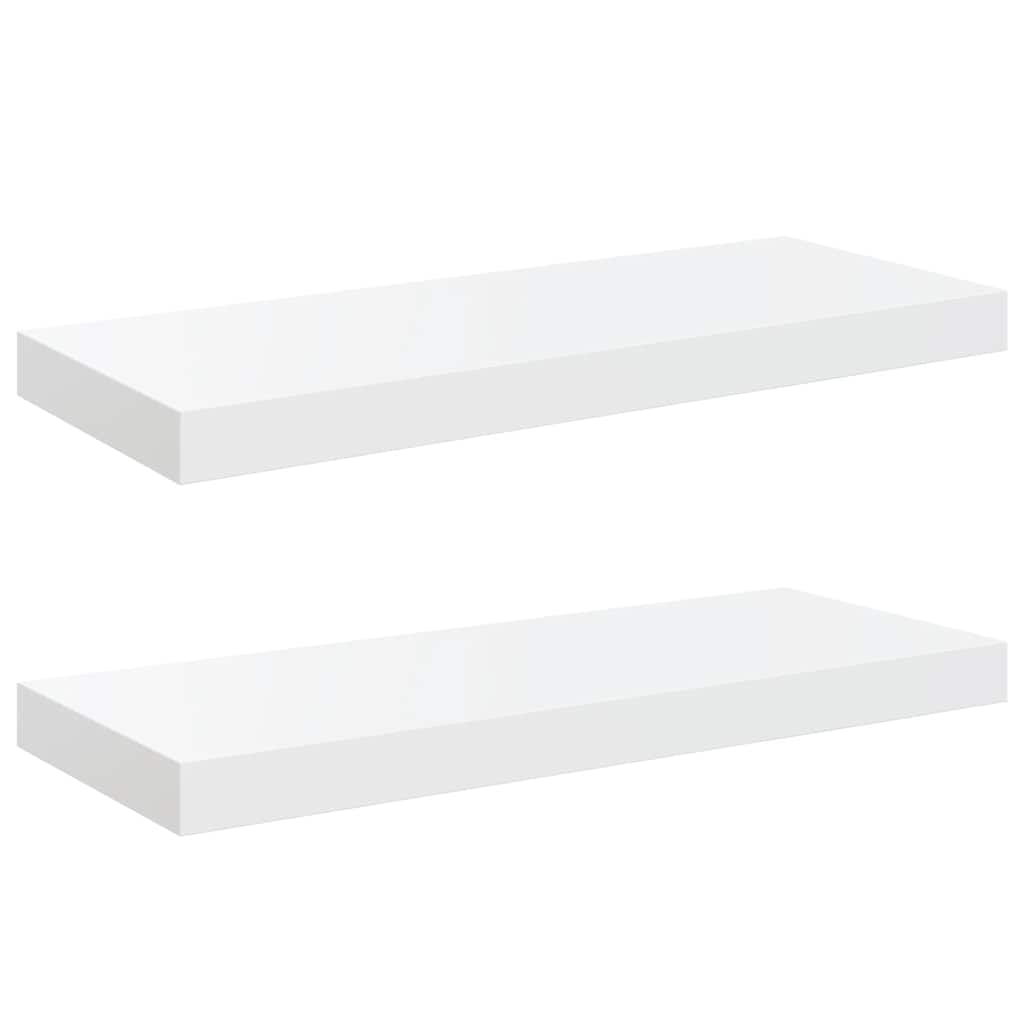 Scaffali a Parete 2 pz Bianco Lucido 60x23,5x3,8 cm in MDF