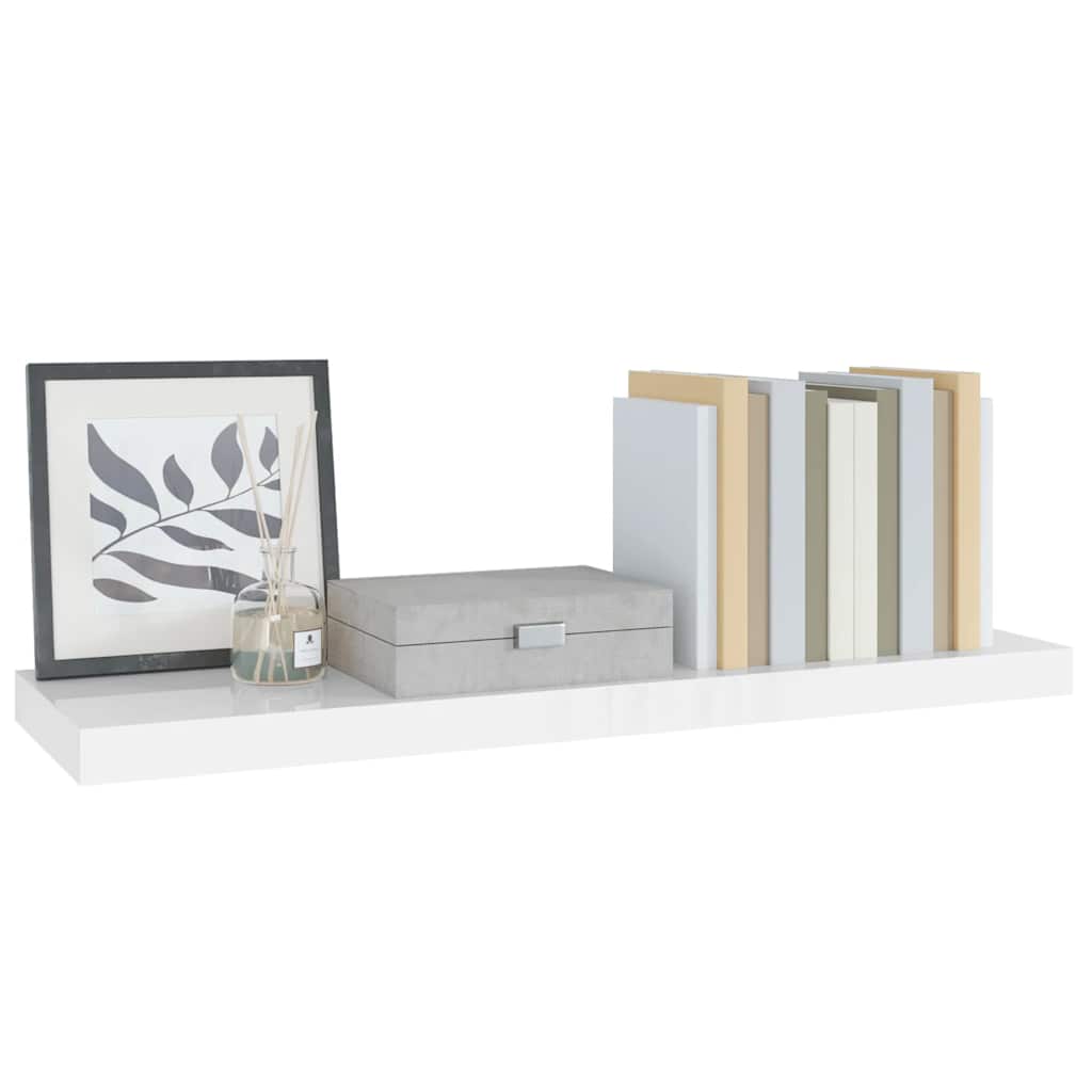 Scaffale a Parete Bianco Lucido 80x23,5x3,8 cm in MDF