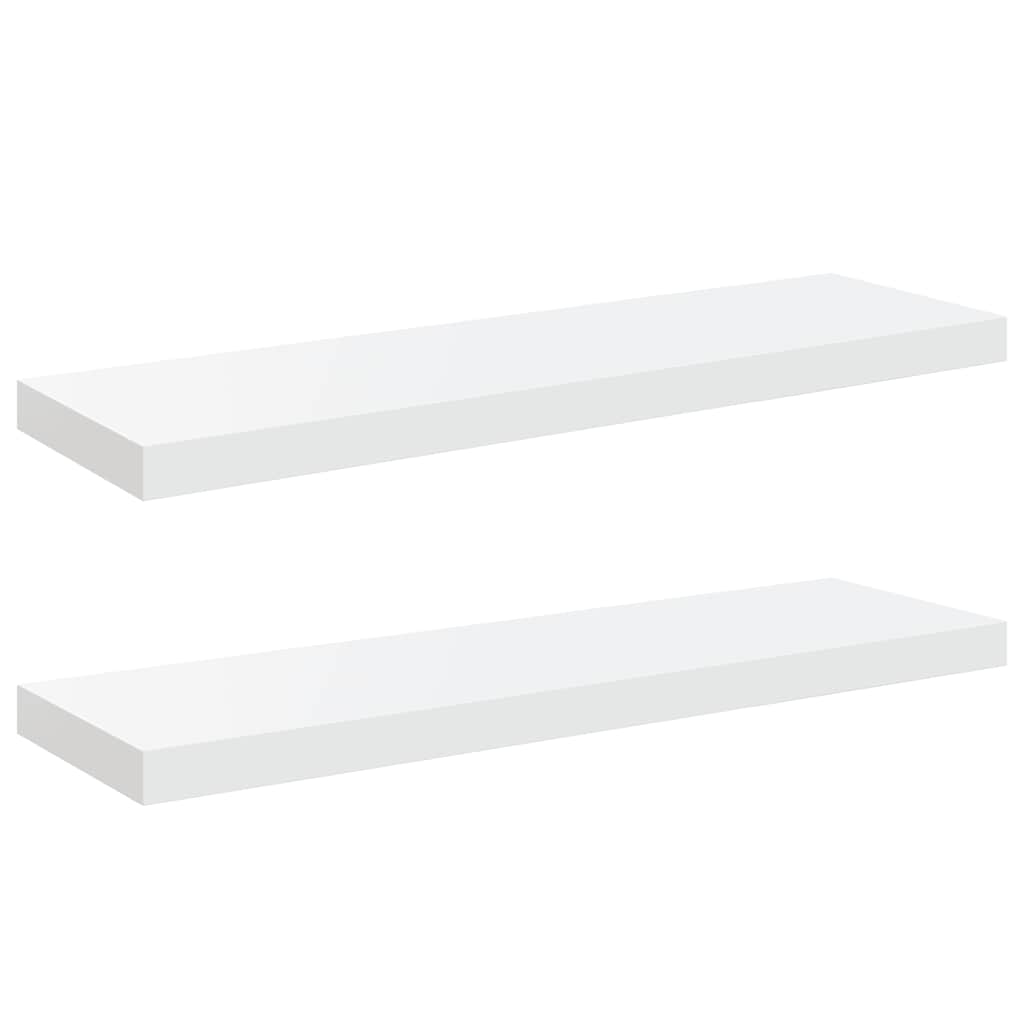 Scaffali a Parete 2 pz Bianco Lucido 80x23,5x3,8 cm in MDF