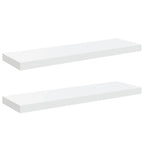 Scaffali a Parete 2 pz Bianco Lucido 80x23,5x3,8 cm in MDF