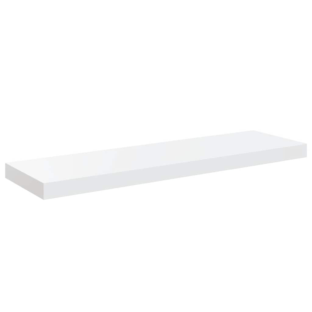 Scaffali a Parete 2 pz Bianco Lucido 80x23,5x3,8 cm in MDF