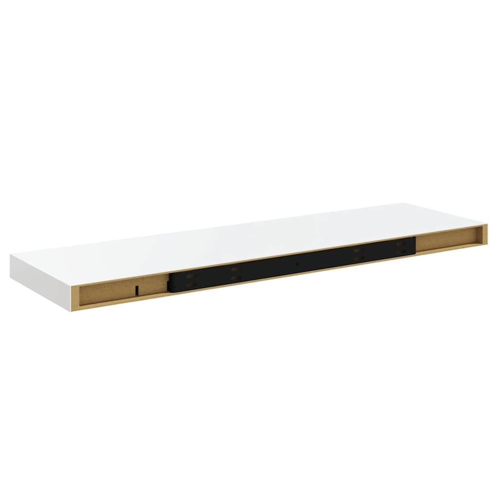Scaffali a Parete 2 pz Bianco Lucido 80x23,5x3,8 cm in MDF