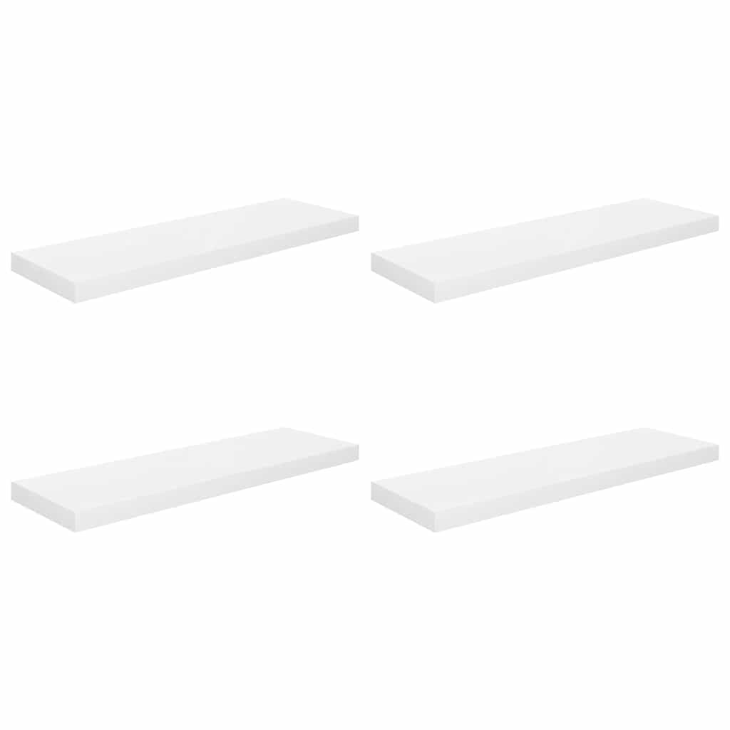 Scaffali a Parete 4 pz Bianco Lucido 80x23,5x3,8 cm in MDF
