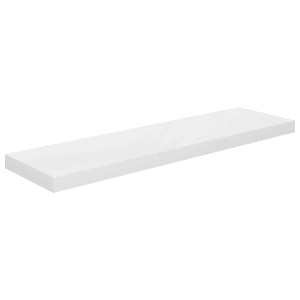 Scaffale a Parete Bianco Lucido 90x23,5x3,8 cm in MDF