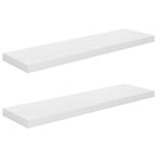 Scaffali a Parete 2 pz Bianco Lucido 90x23,5x3,8 cm in MDF