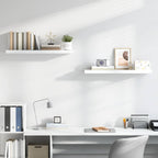 Scaffali a Parete 2 pz Bianco Lucido 90x23,5x3,8 cm in MDF