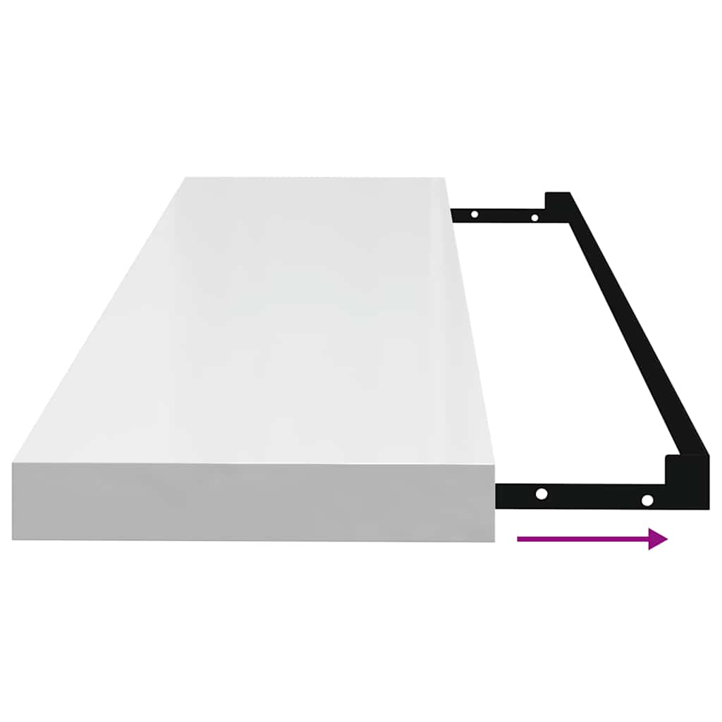 Scaffali a Parete 2 pz Bianco Lucido 90x23,5x3,8 cm in MDF