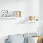 Scaffali a Parete 2 pz Bianco Lucido 90x23,5x3,8 cm in MDF
