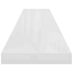 Scaffale a Parete Bianco Lucido 120x23,5x3,8 cm in MDF