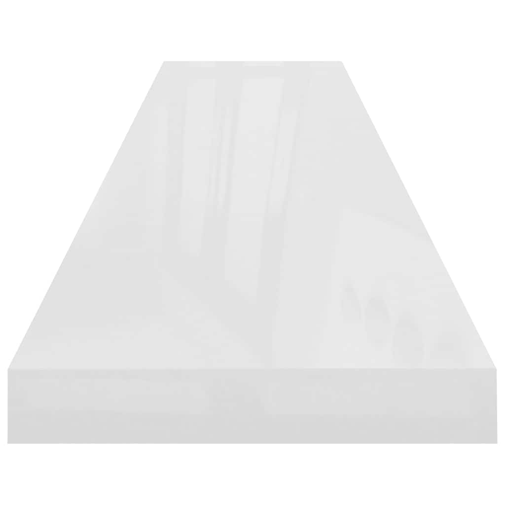 Scaffale a Parete Bianco Lucido 120x23,5x3,8 cm in MDF