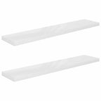 Scaffali a Parete 2 pz Bianco Lucido 120x23,5x3,8 cm in MDF
