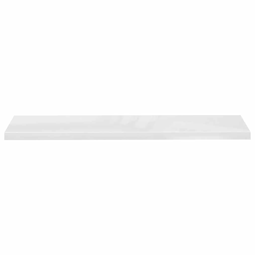 Scaffali a Parete 2 pz Bianco Lucido 120x23,5x3,8 cm in MDF