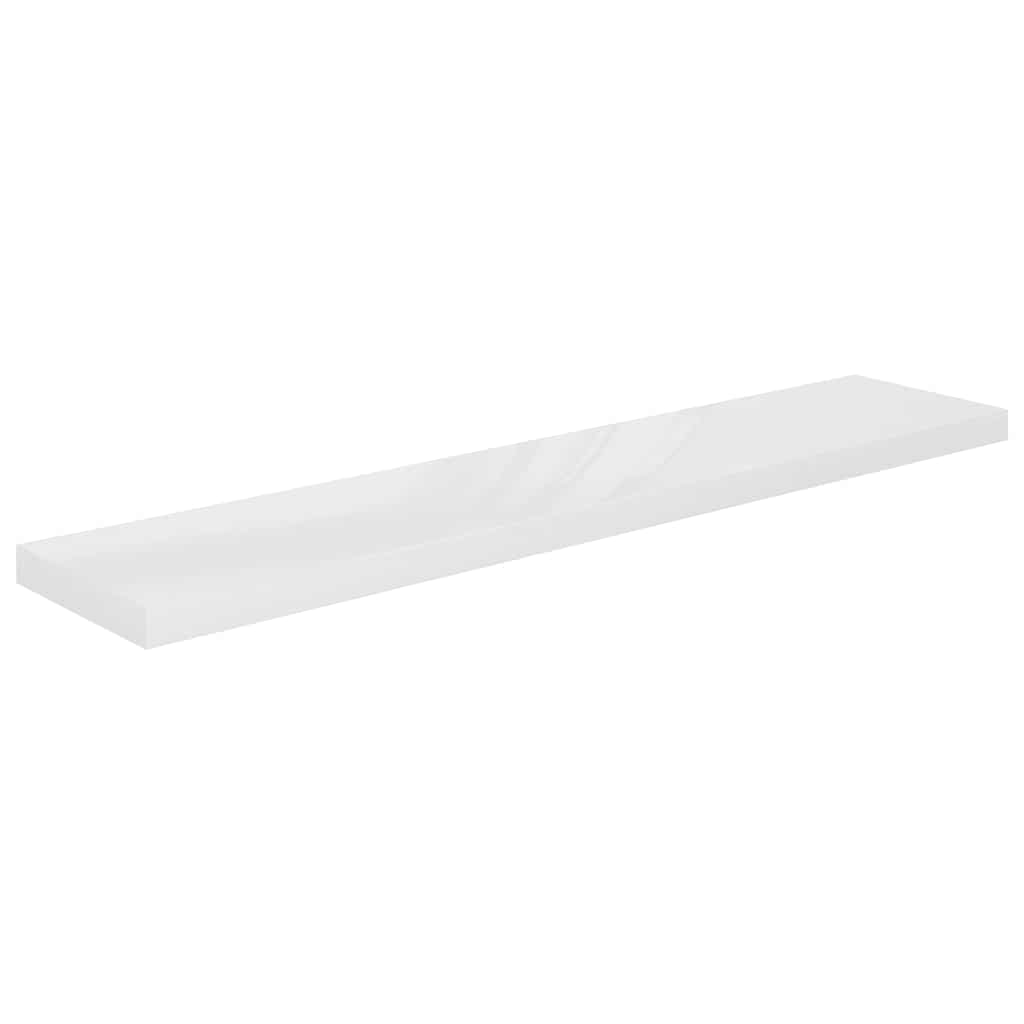 Scaffali a Parete 2 pz Bianco Lucido 120x23,5x3,8 cm in MDF
