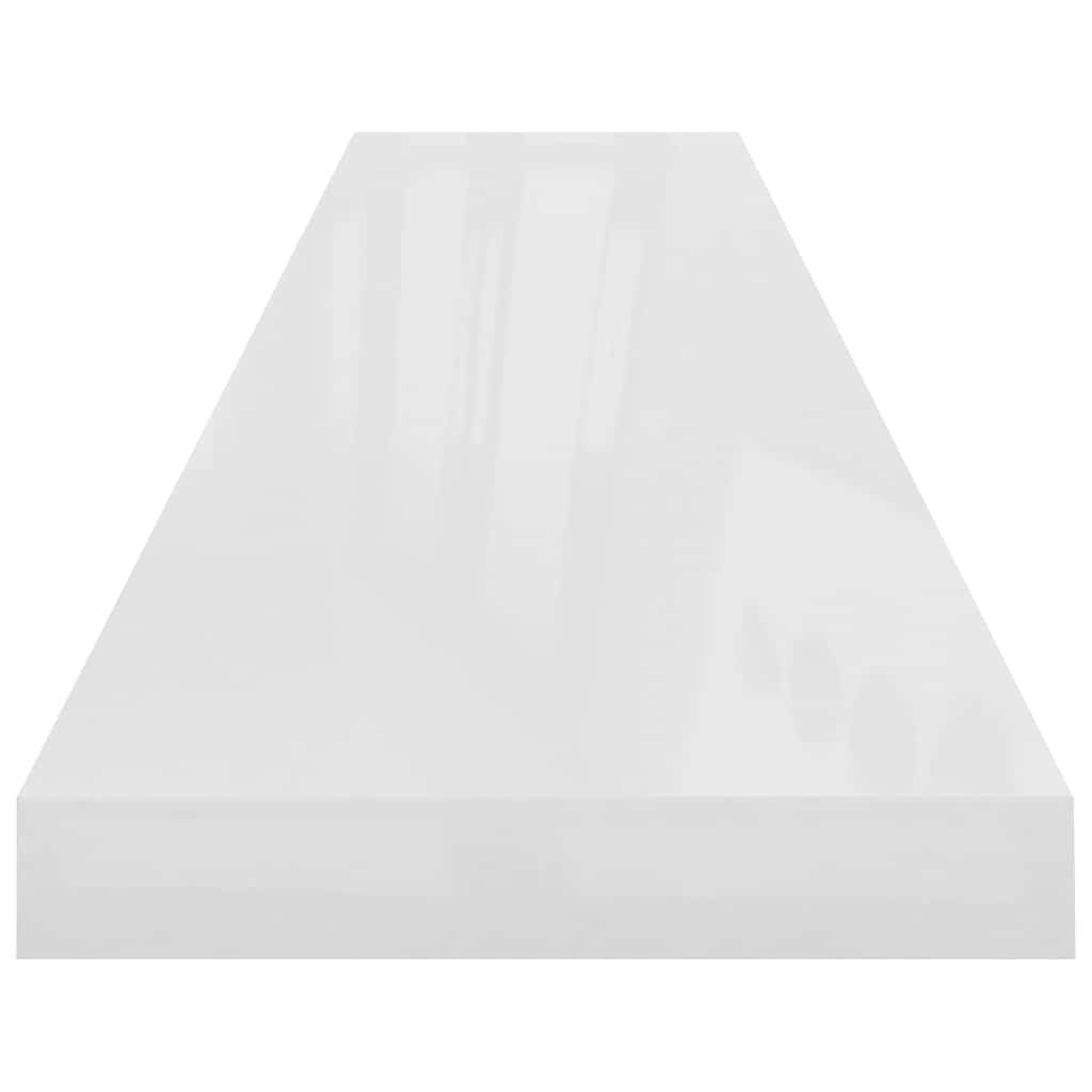 Scaffali a Parete 2 pz Bianco Lucido 120x23,5x3,8 cm in MDF