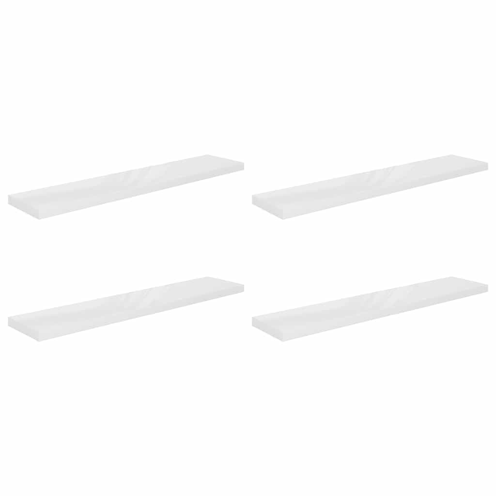 Scaffali a Parete 4 pz Bianco Lucido 120x23,5x3,8 cm in MDF
