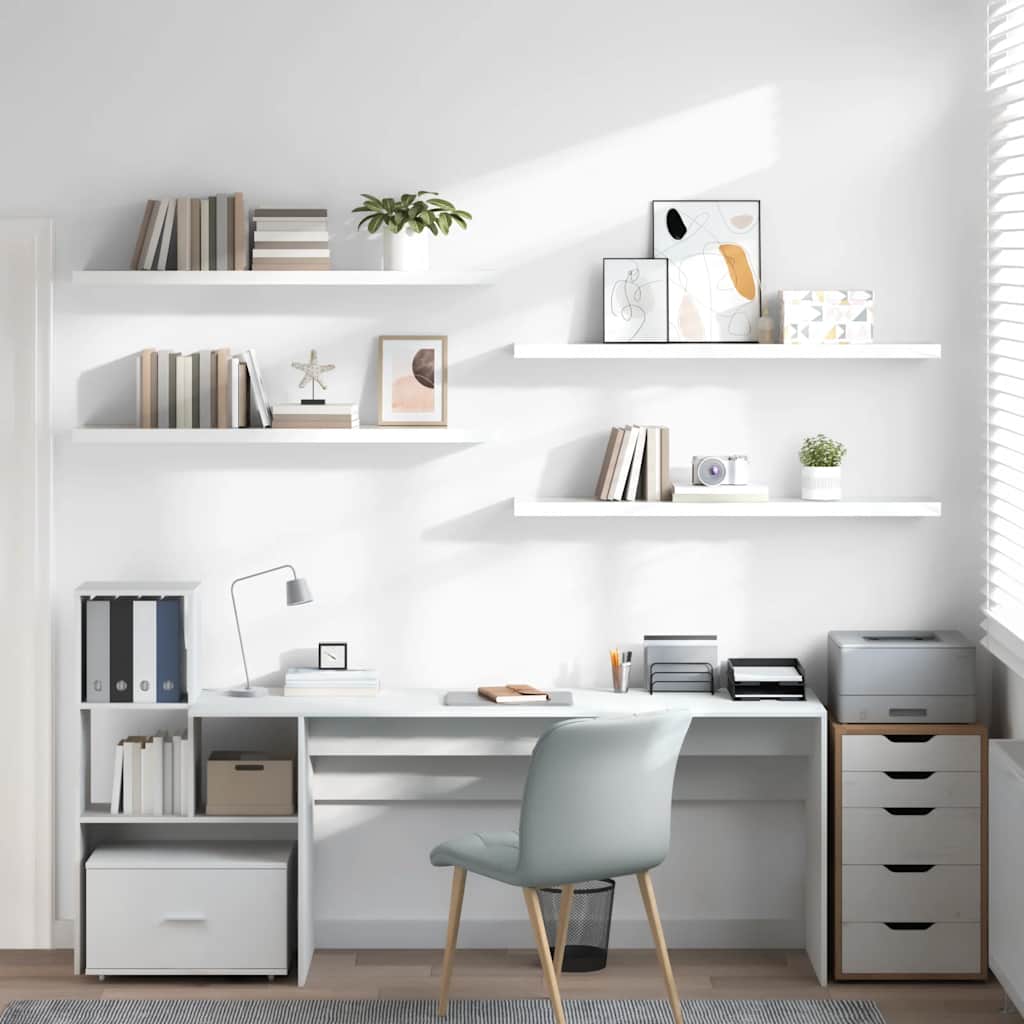 Scaffali a Parete 4 pz Bianco Lucido 120x23,5x3,8 cm in MDF