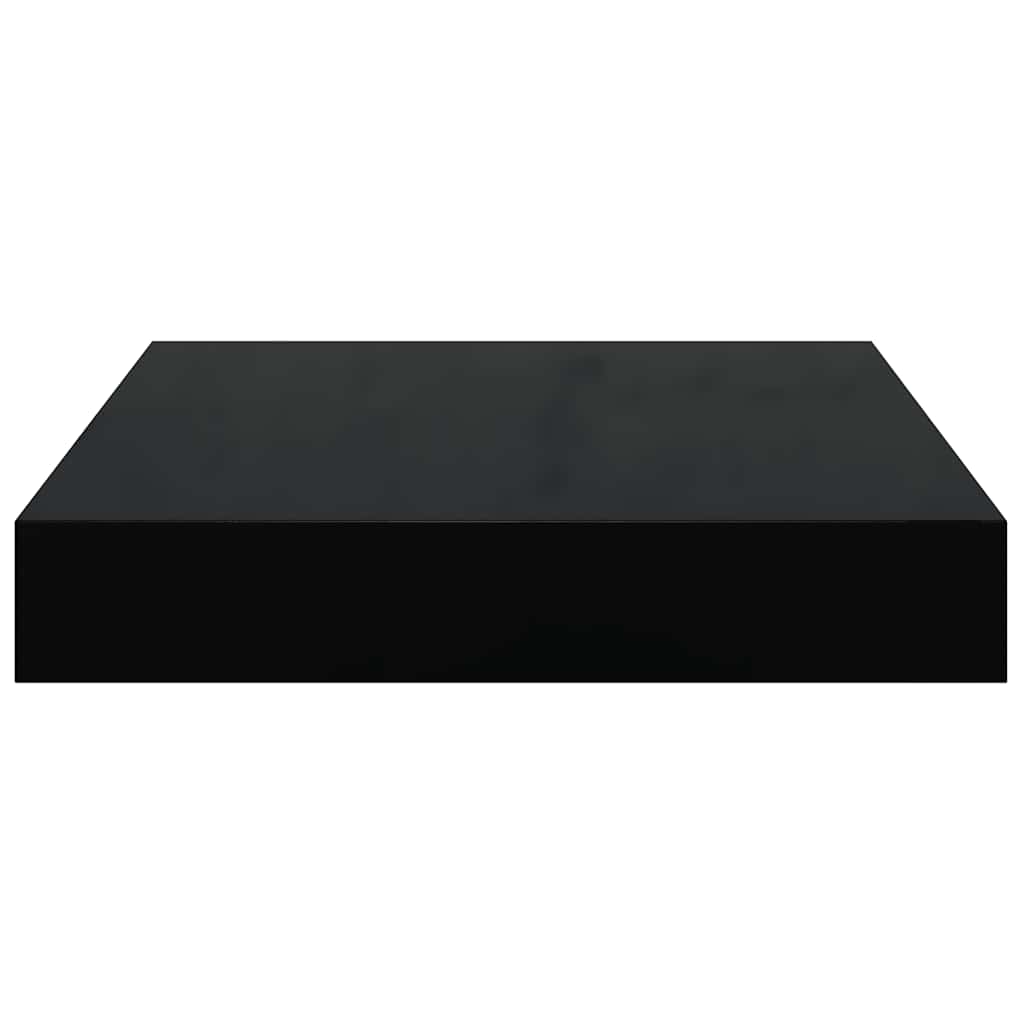 Scaffale a Parete Nero Lucido 23x23,5x3,8 cm in MDF