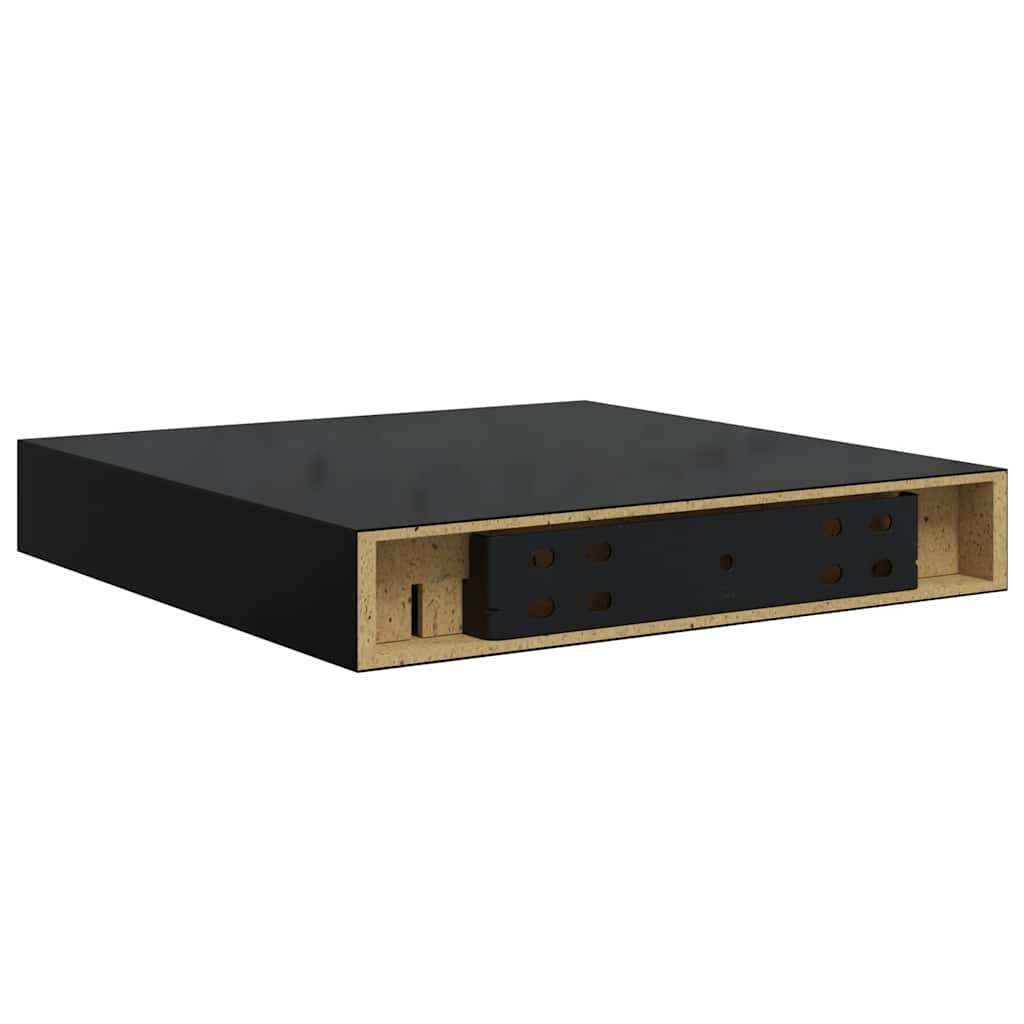 Scaffale a Parete Nero Lucido 23x23,5x3,8 cm in MDF