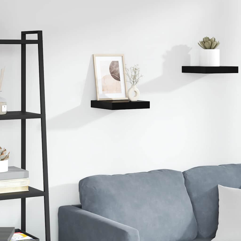 Scaffale a Parete Nero Lucido 23x23,5x3,8 cm in MDF
