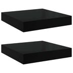 Scaffali a Parete 2 pz Nero Lucido 23x23,5x3,8 cm in MDF