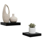 Scaffali a Parete 2 pz Nero Lucido 23x23,5x3,8 cm in MDF