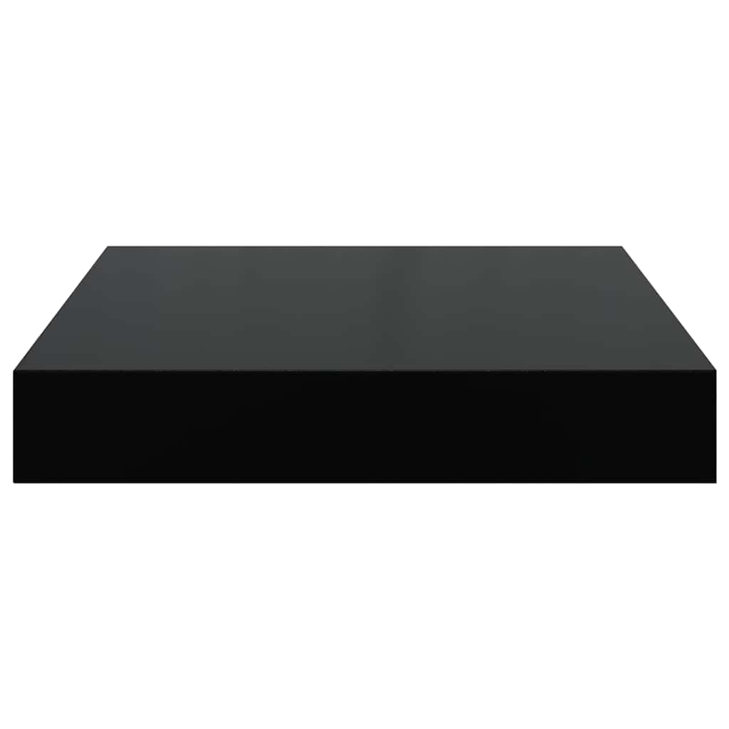 Scaffali a Parete 2 pz Nero Lucido 23x23,5x3,8 cm in MDF