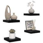 Scaffali a Parete 4 pz Nero Lucido 23x23,5x3,8 cm in MDF