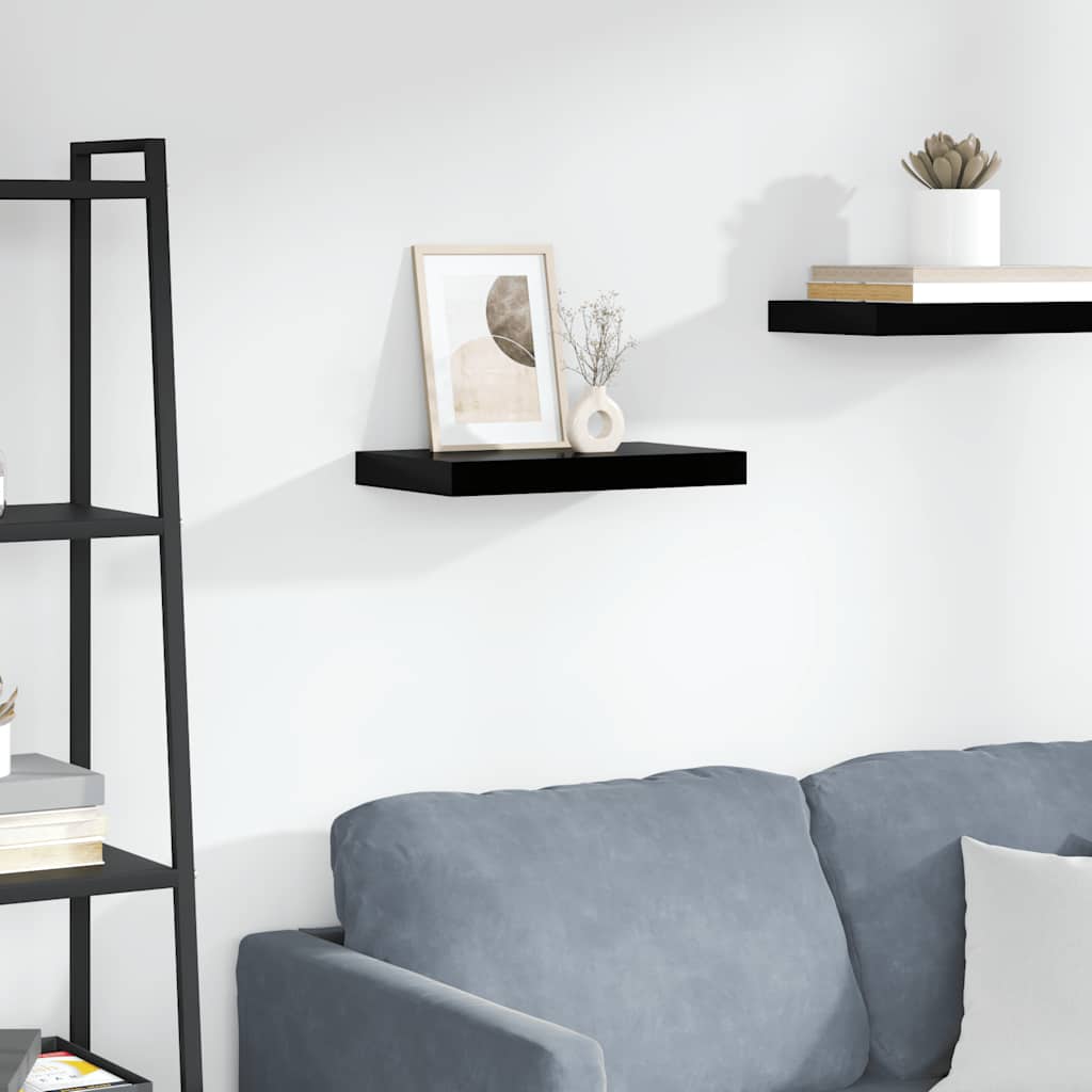 Scaffale a Parete Nero Lucido 40x23x3,8 cm in MDF