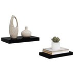Scaffali a Parete 2 pz Nero Lucido 40x23x3,8 cm in MDF