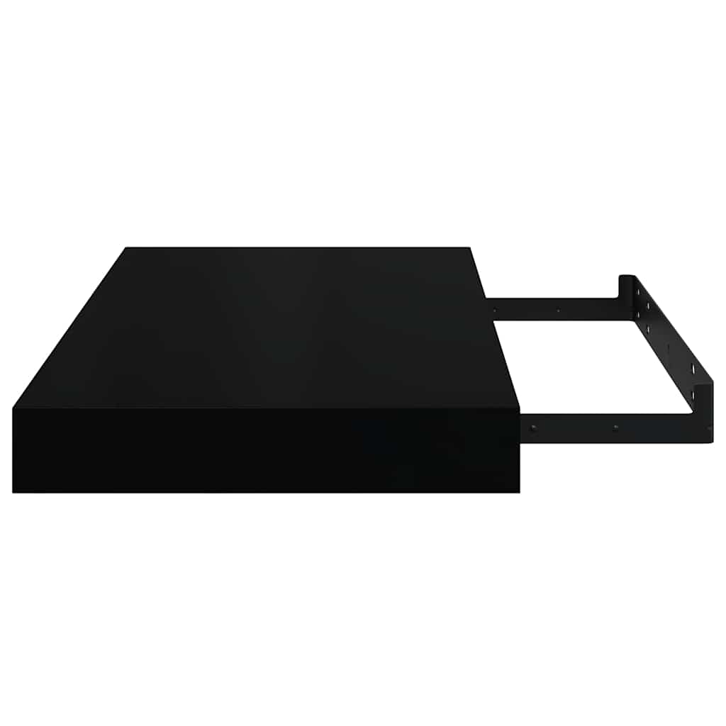 Scaffali a Parete 2 pz Nero Lucido 40x23x3,8 cm in MDF