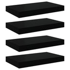 Scaffali a Parete 4 pz Nero Lucido 40x23x3,8 cm in MDF
