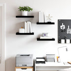 Scaffali a Parete 4 pz Nero Lucido 40x23x3,8 cm in MDF