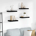 Scaffali a Parete 4 pz Nero Lucido 40x23x3,8 cm in MDF