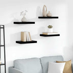 Scaffali a Parete 4 pz Nero Lucido 40x23x3,8 cm in MDF